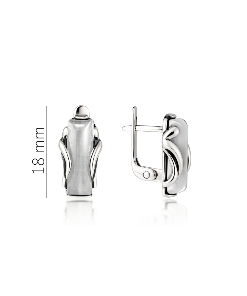 Sidabriniai auskarai su katės akies akmeniu
