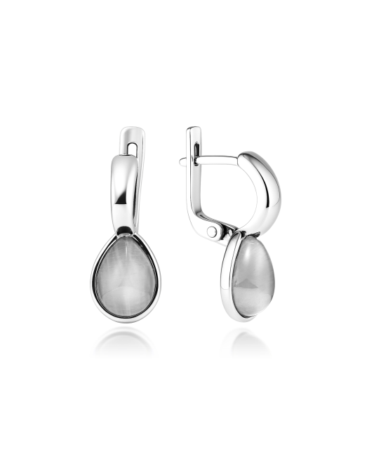 Sidabriniai auskarai su katės akies akmeniu