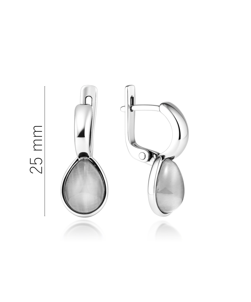 Sidabriniai auskarai su katės akies akmeniu