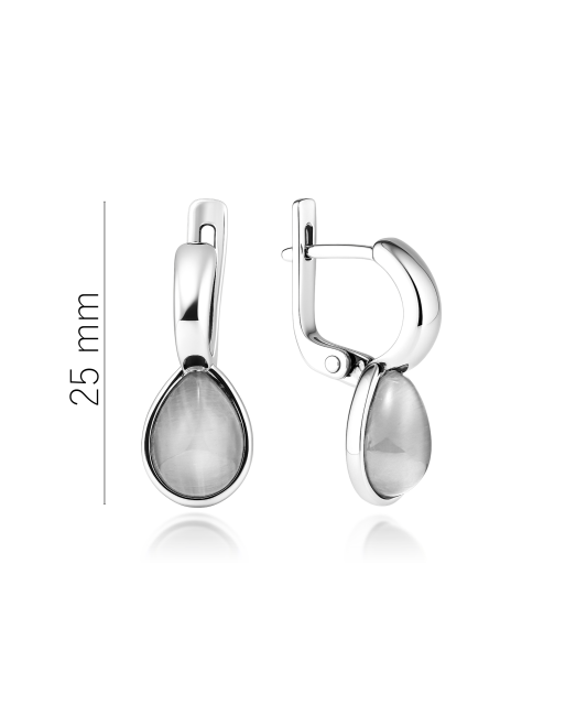 Sidabriniai auskarai su katės akies akmeniu