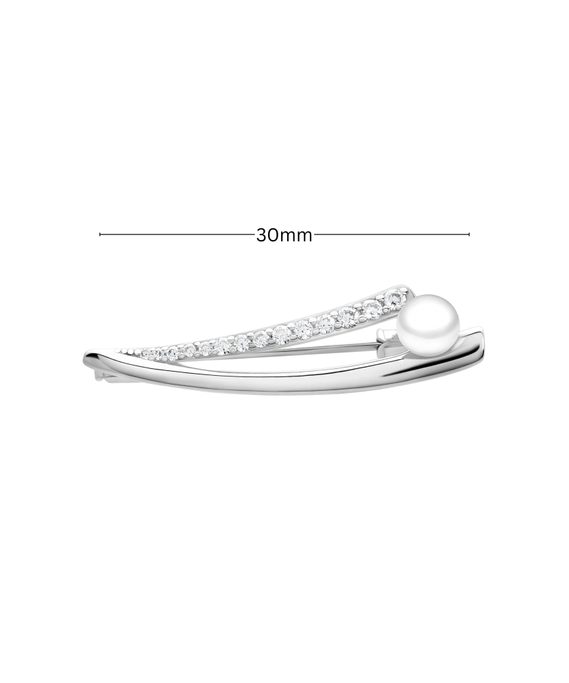 Sidabrinė sagė su perlais ir cirkoniais