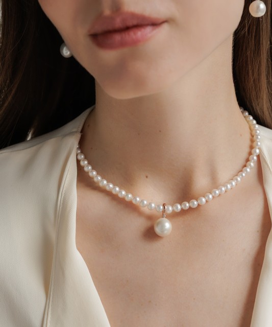 Paauksuotas Sidabrinis pakabukas Su Edisono Perlu ir cirkoniu