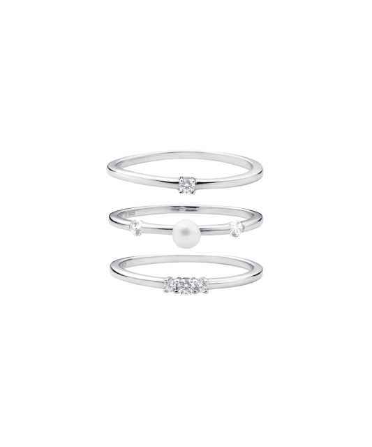 Sidabrinis žiedas su perlu ir cirkoniais