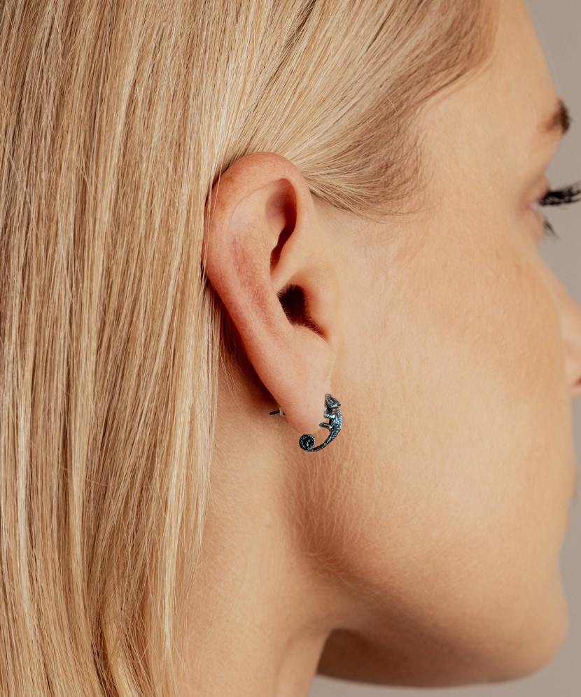 Sidabriniai auskarai "chameleonas"