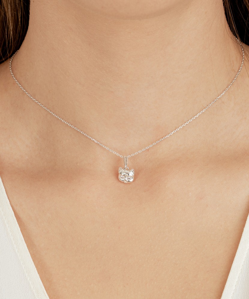 Sidabrinis pakabukas su cirkoniais "Katinas"