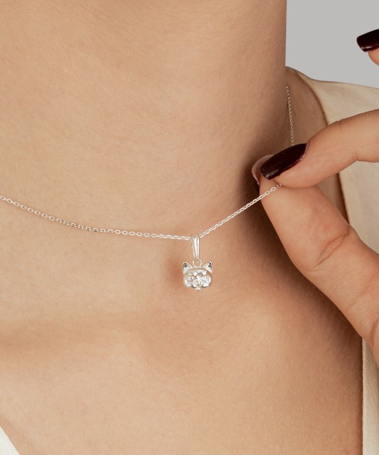 Sidabrinis pakabukas su cirkoniais "Katinas"