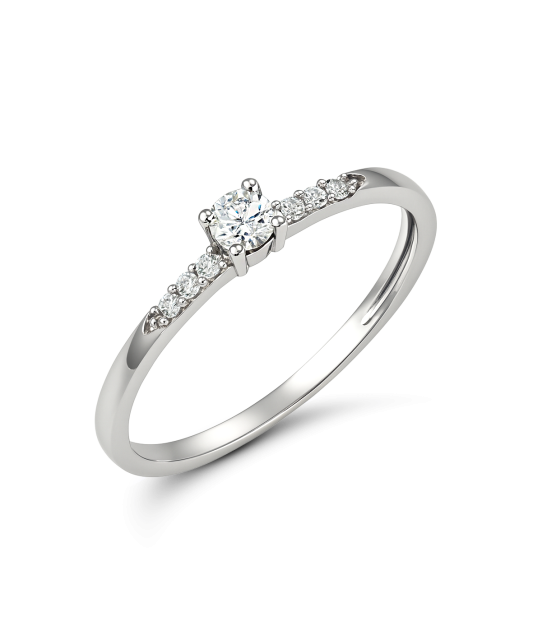 Balto aukso žiedas su cirkoniais