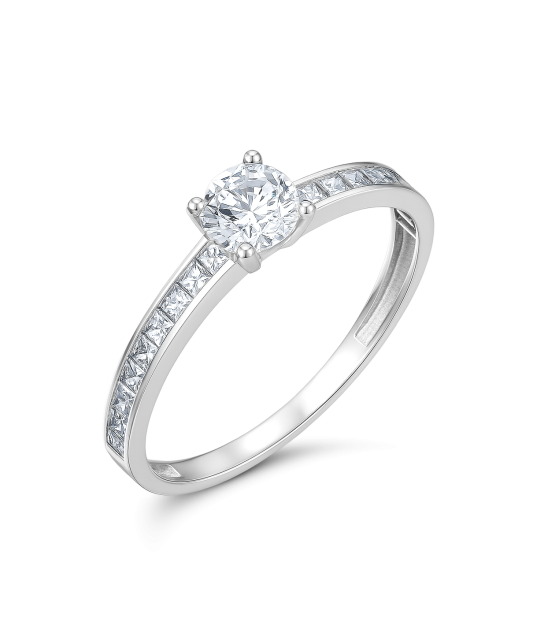 Balto aukso žiedas su cirkoniais