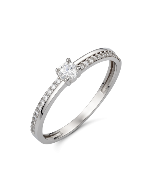 Balto aukso žiedas su cirkoniais