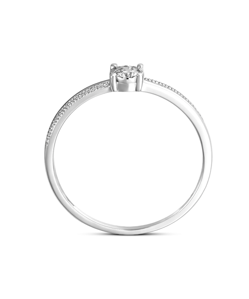 Balto aukso žiedas su deimantu