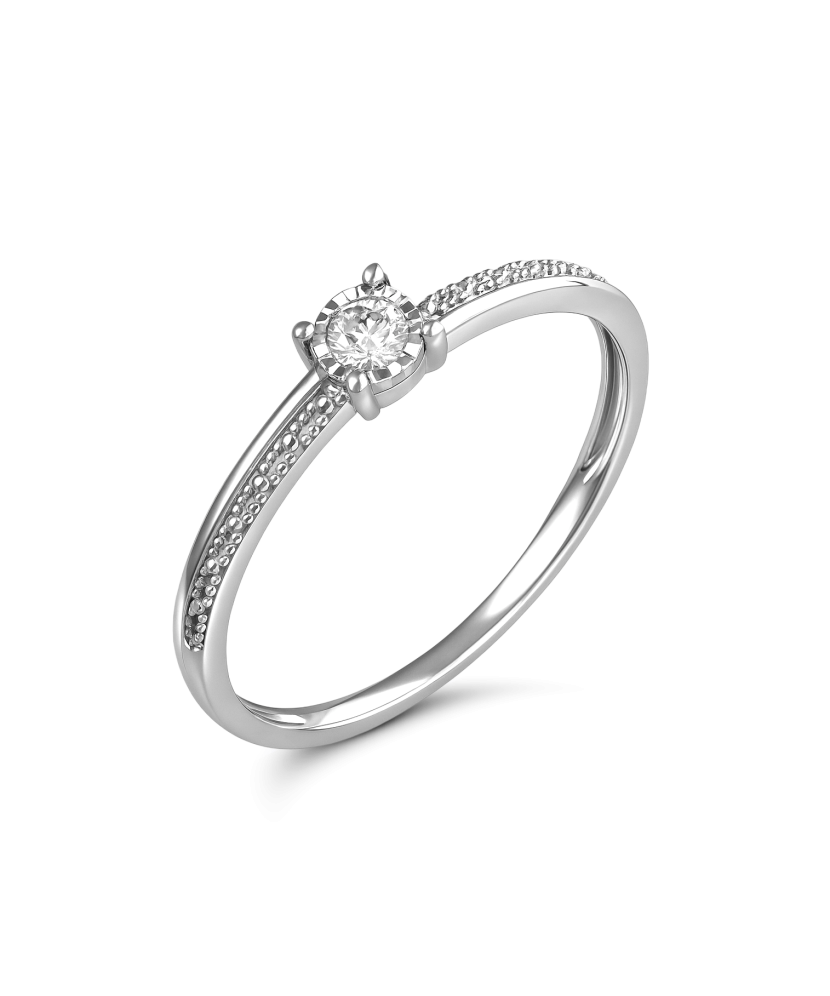 Balto aukso žiedas su deimantu