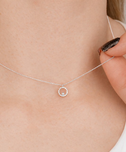 Balto aukso Grandinėlė Su deimantiniu Pakabuku