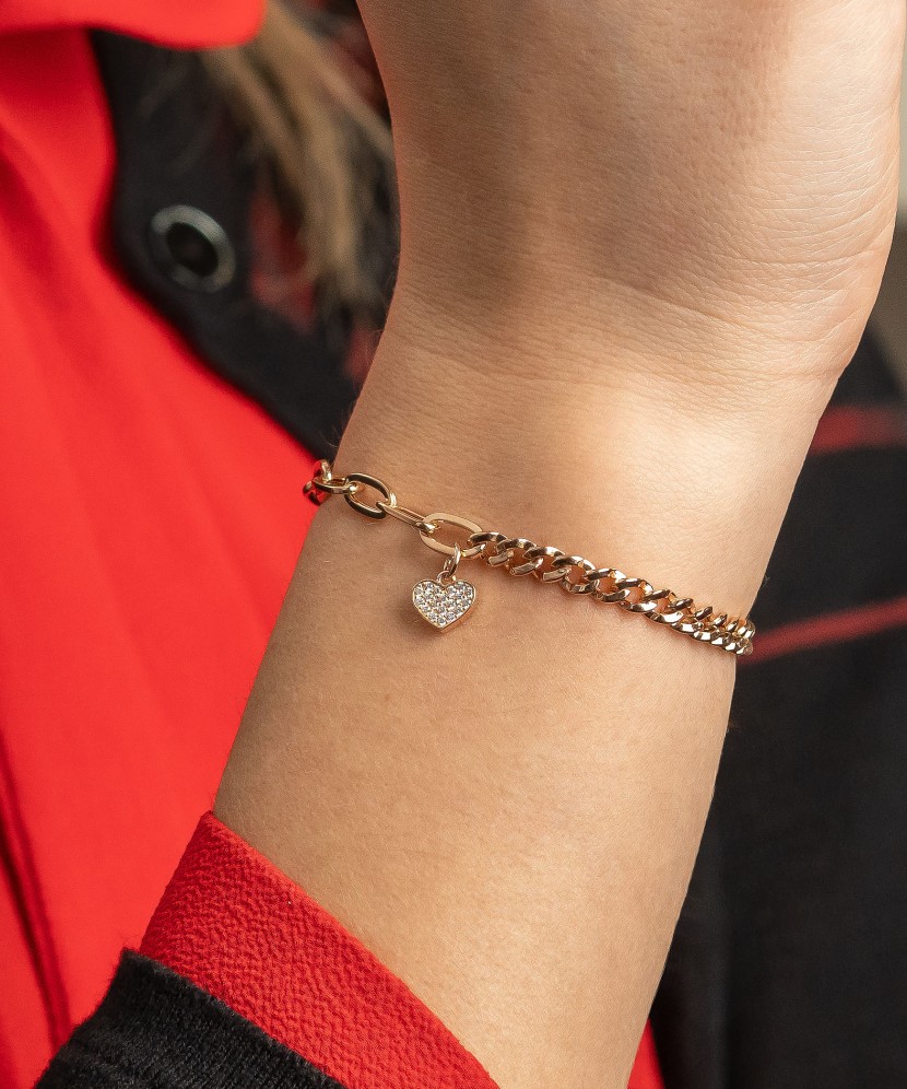 Auksinė apyrankė su cirkoniais "Širdelė"