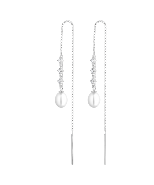 Sidabriniai auskarai su perlais ir cirkoniais