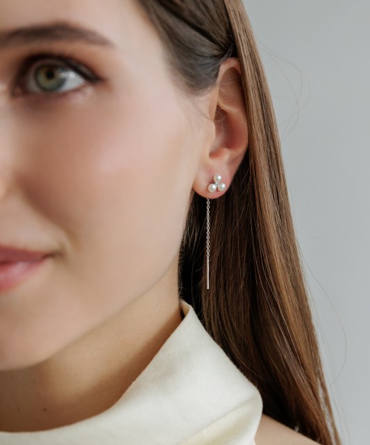 Sidabriniai auskarai su perlais ir cirkoniais