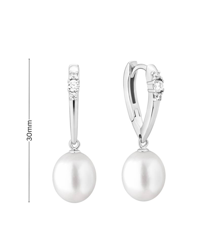 Sidabriniai auskarai su perlais ir cirkoniais