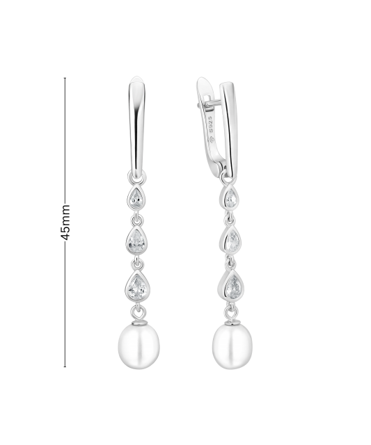 Sidabriniai auskarai su perlais ir cirkoniais