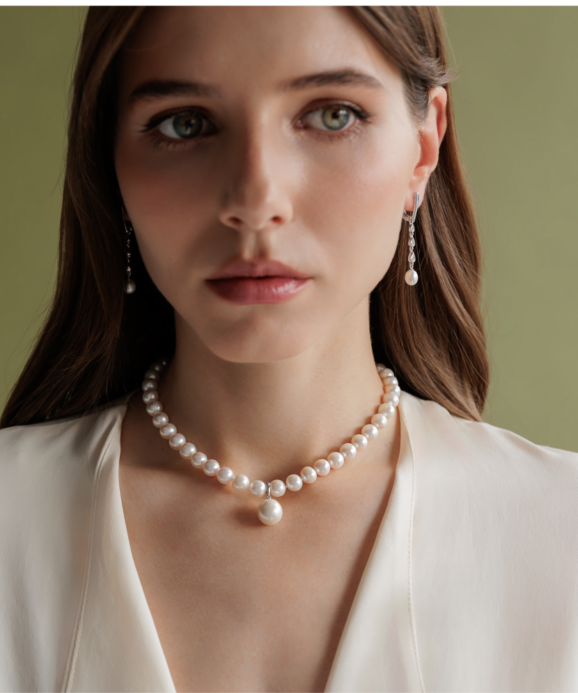 Sidabriniai auskarai su perlais ir cirkoniais