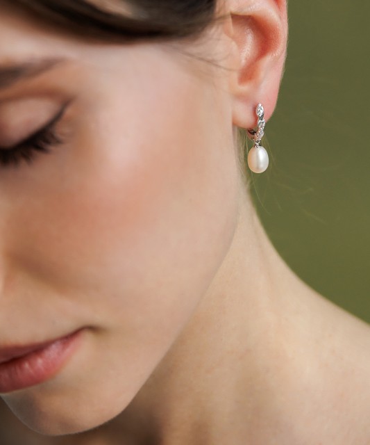 Sidabriniai auskarai su perlais ir cirkoniais