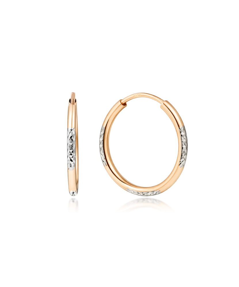 Auksiniai graviruoti auskarai 19mm