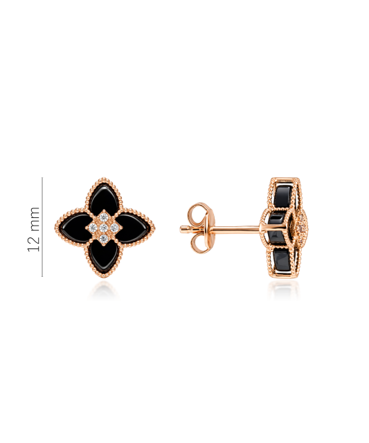 Auksiniai auskarai su oniksais ir cirkoniais