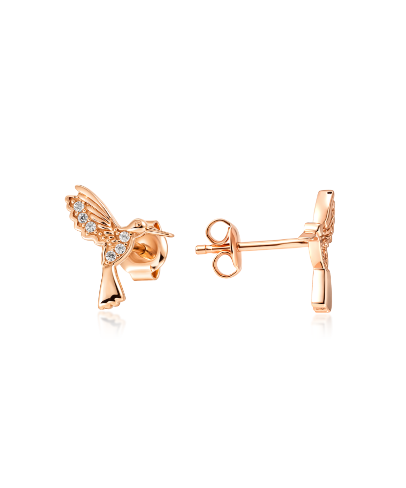 Auksiniai auskarai su cirkoniais "kolibris"