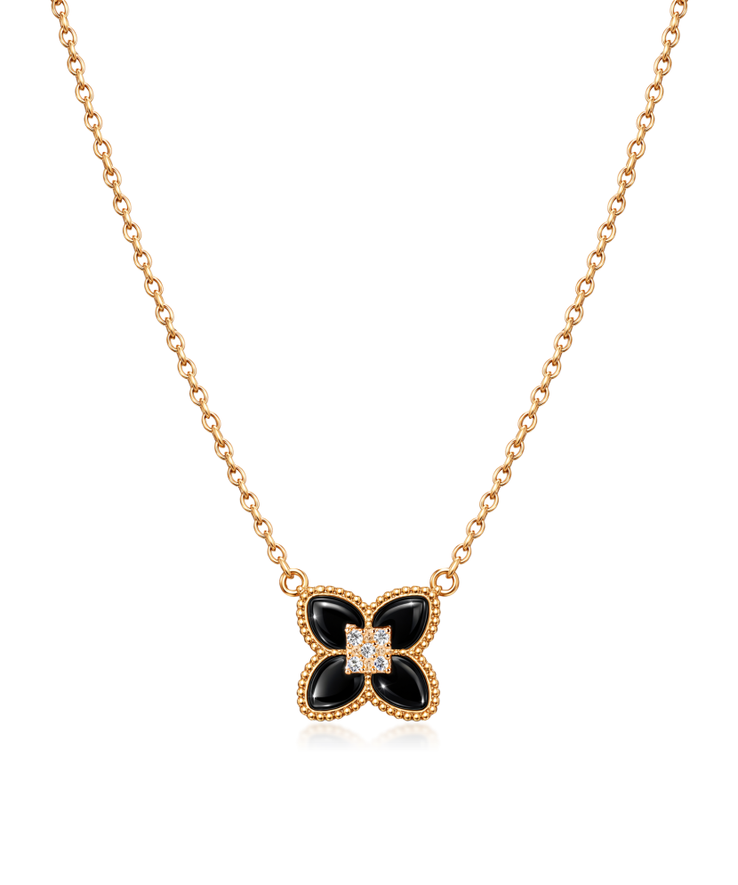 Auksinė grandinėlė su onikso pakabuku