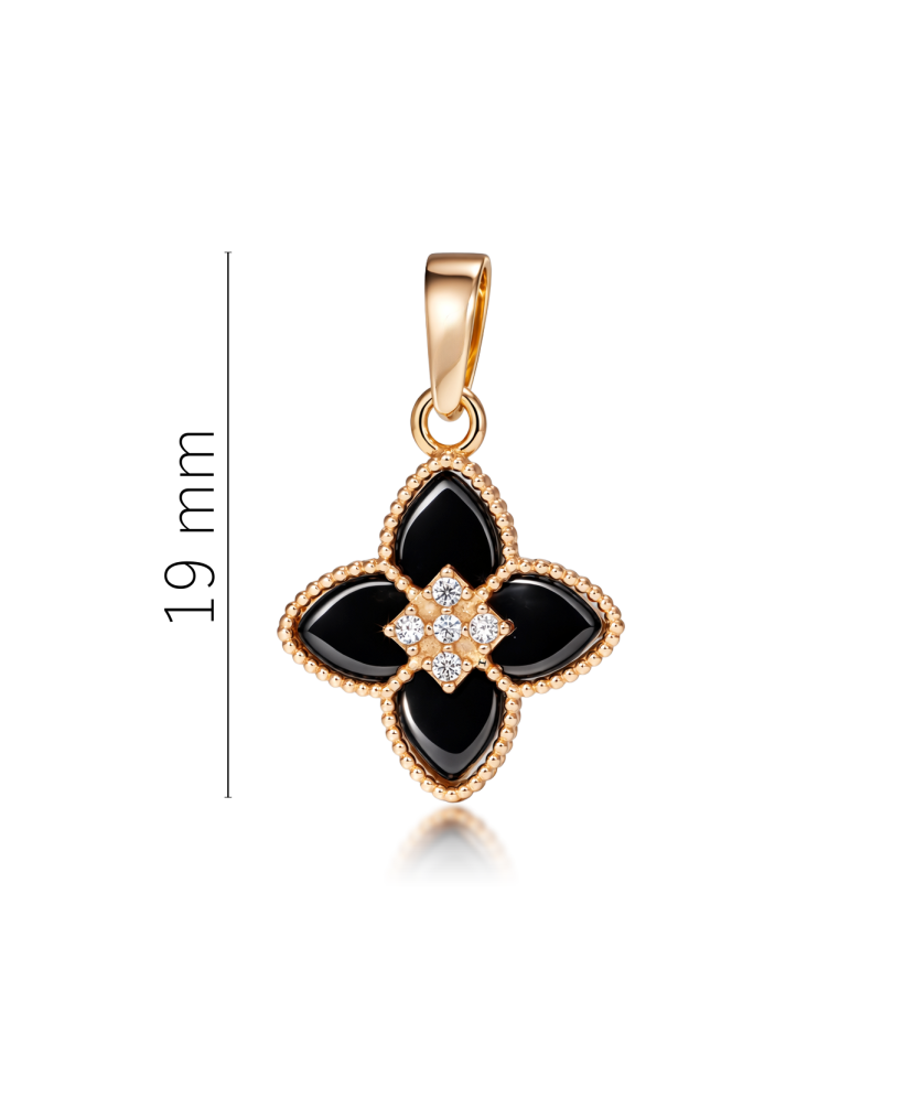 Auksinis pakabukas su oniksu ir cirkoniais