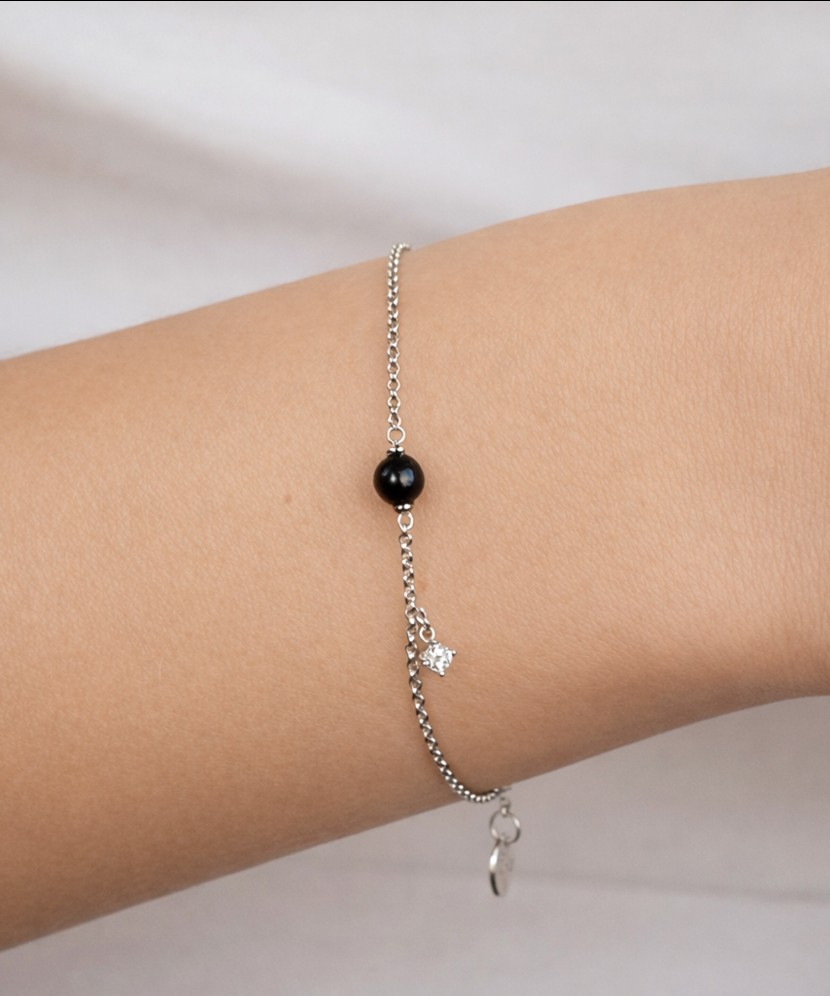 Sidabrinė Apyrankė Su Perlu ir cirkoniu