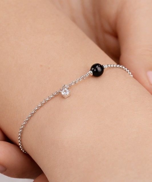 Sidabrinė Apyrankė Su Perlu ir cirkoniu