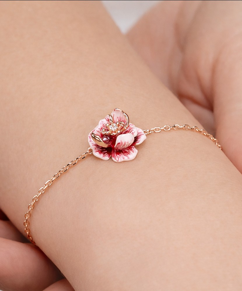 Paauksuota sidabrinė apyrankė su emale  - Goldinga