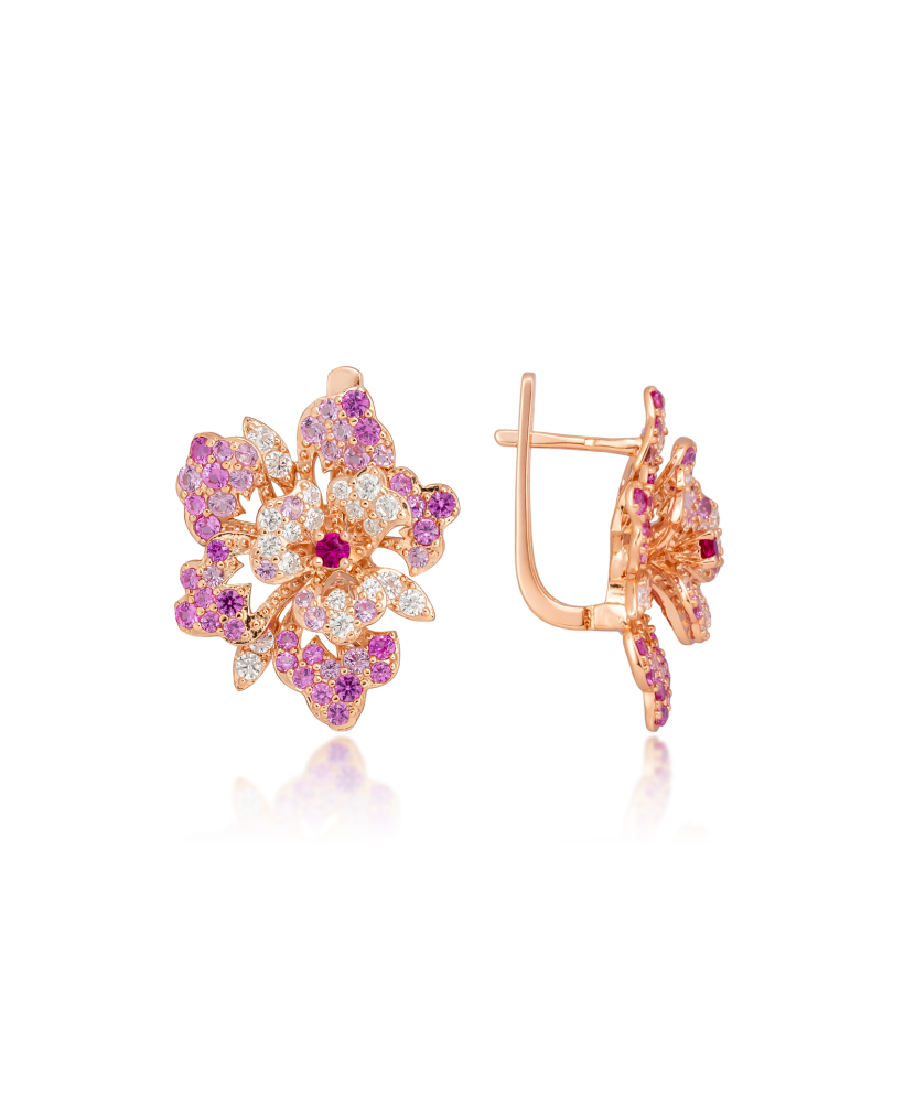 Paauksuoti Sidabriniai auskarai su nano safyrais ir cirkoniais