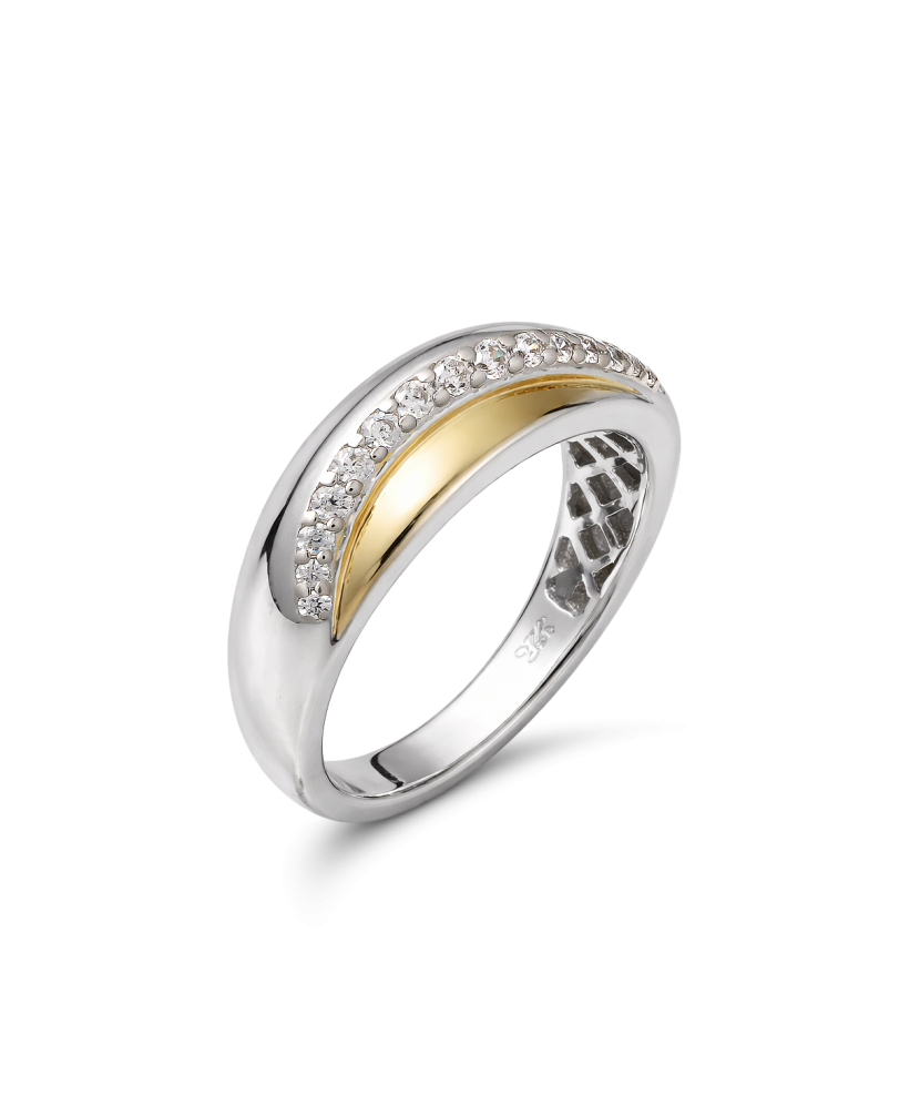 Paauksuotas žiedas su cirkoniais