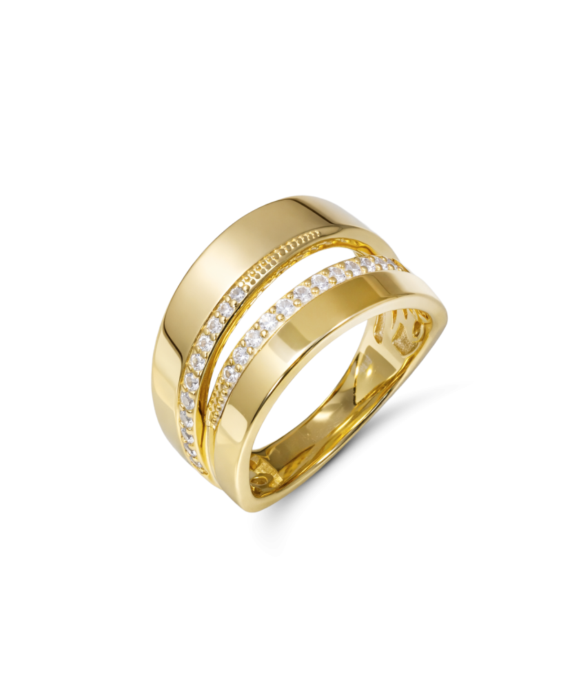 Paauksuotas žiedas su cirkoniais