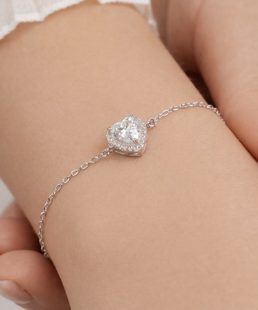 Sidabrinė apyrankė su cirkoniais "Širdelė"