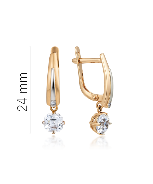 Auksiniai auskarai su kristalais