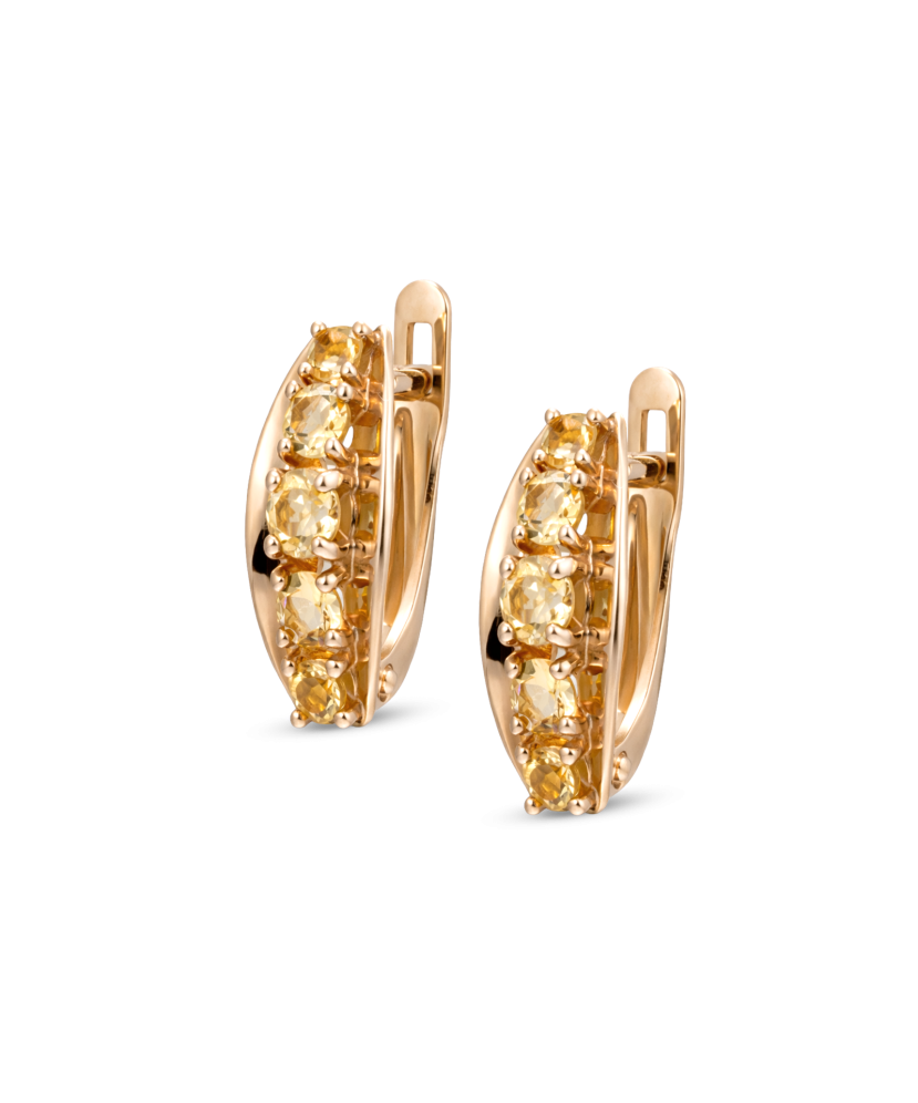 Auksiniai auskarai su citrinu