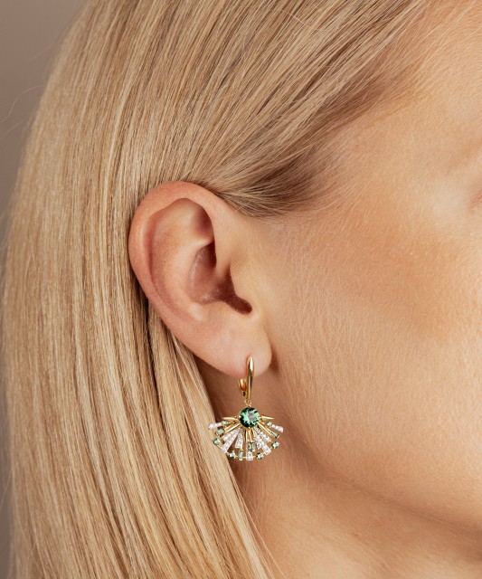 Paauksuoti Sidabriniai auskarai su cirkoniais ir špineliais