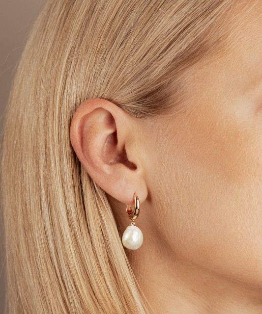 Paauksuoti Sidabriniai auskarai su edisono perlais