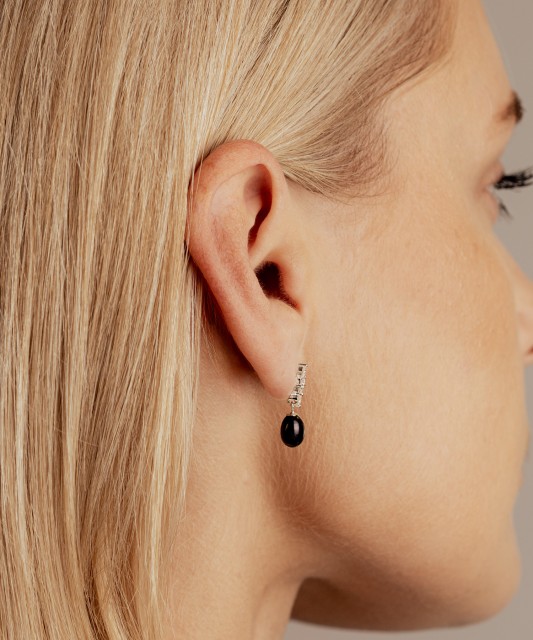 Sidabriniai auskarai su perlais ir cirkoniais