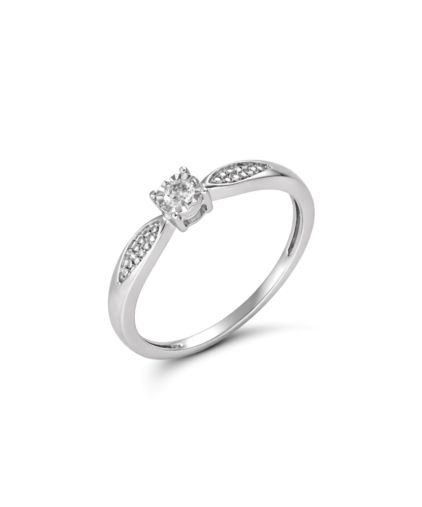 Balto aukso žiedas su deimantais 0,08ct