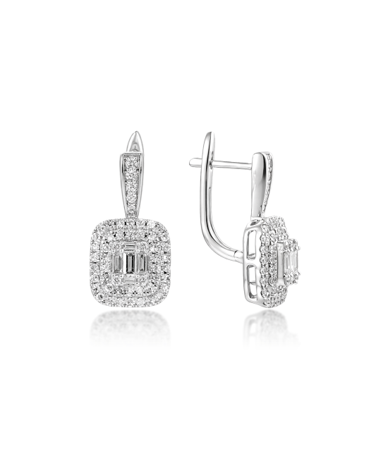 Balto aukso auskarai su deimantais