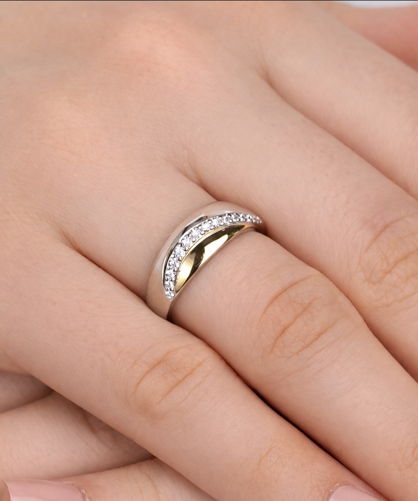 Paauksuotas žiedas su cirkoniais