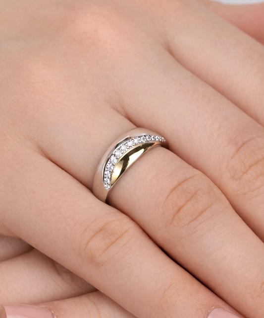 Paauksuotas žiedas su cirkoniais