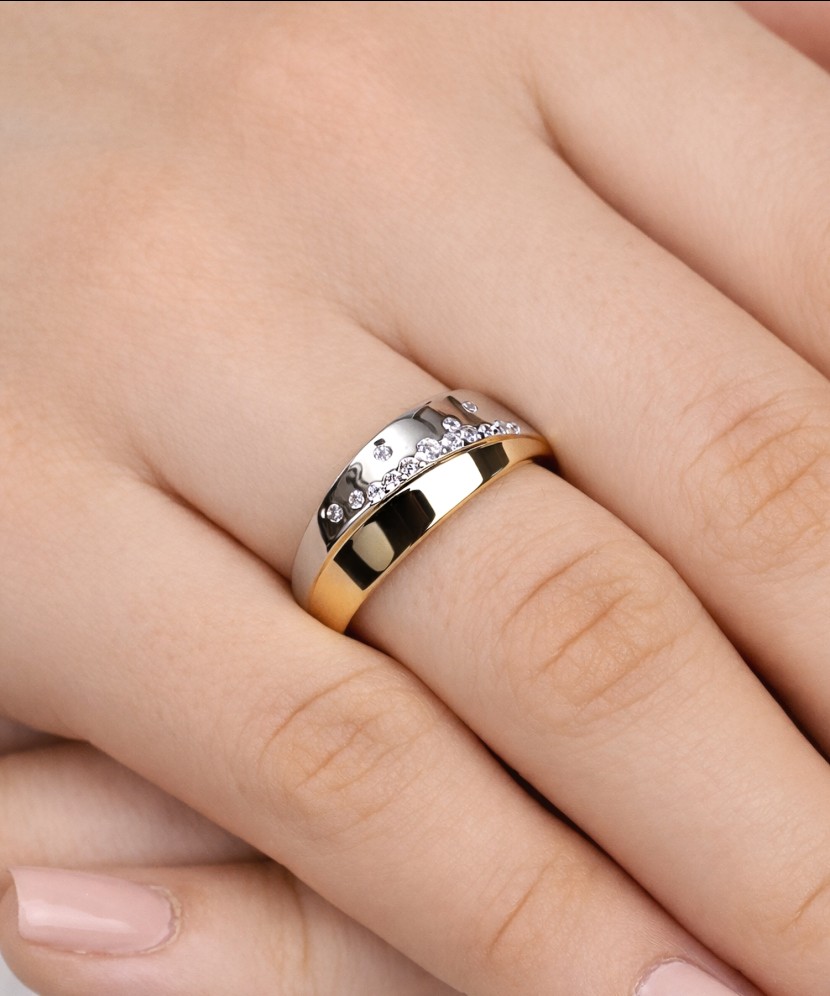 Paauksuotas žiedas su cirkoniais