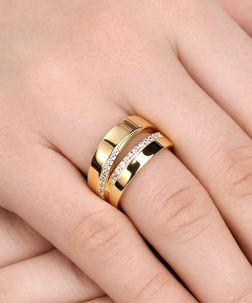 Paauksuotas žiedas su cirkoniais