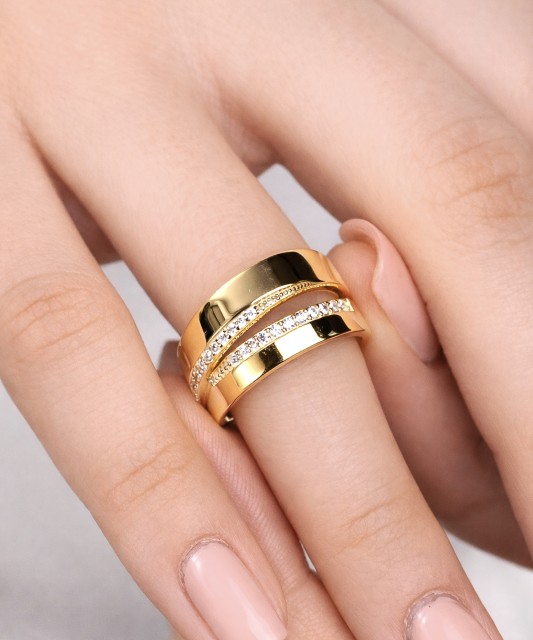 Paauksuotas žiedas su cirkoniais