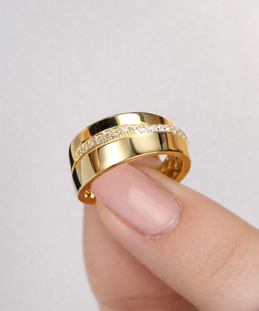 Paauksuotas žiedas su cirkoniais