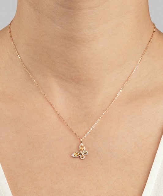 Auksinis pakabukas su citrinais ir deimantais