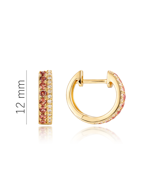 Geltono aukso auskarai su oranžiniais safyrais ir deimantais